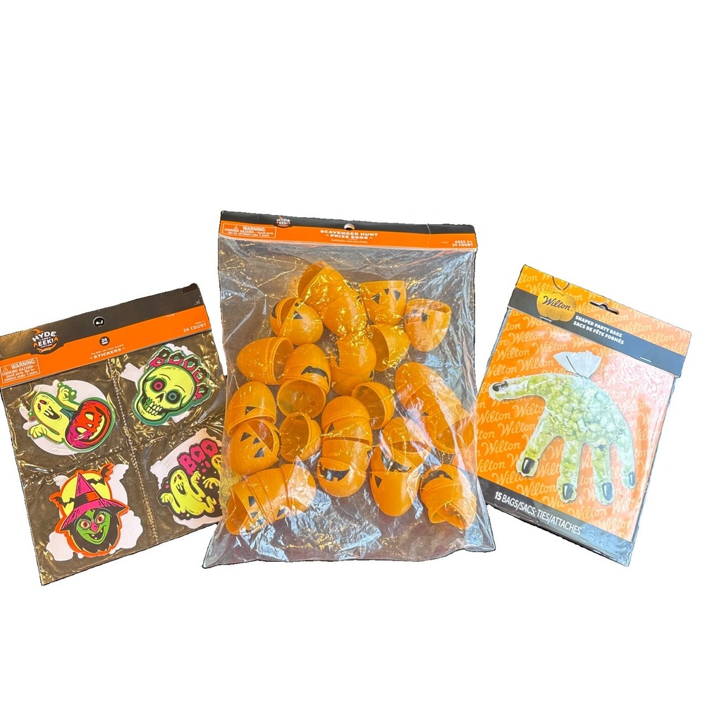 NEW Halloween Party  treat bags, fillable pumpkins, Glow In Dark Stickers